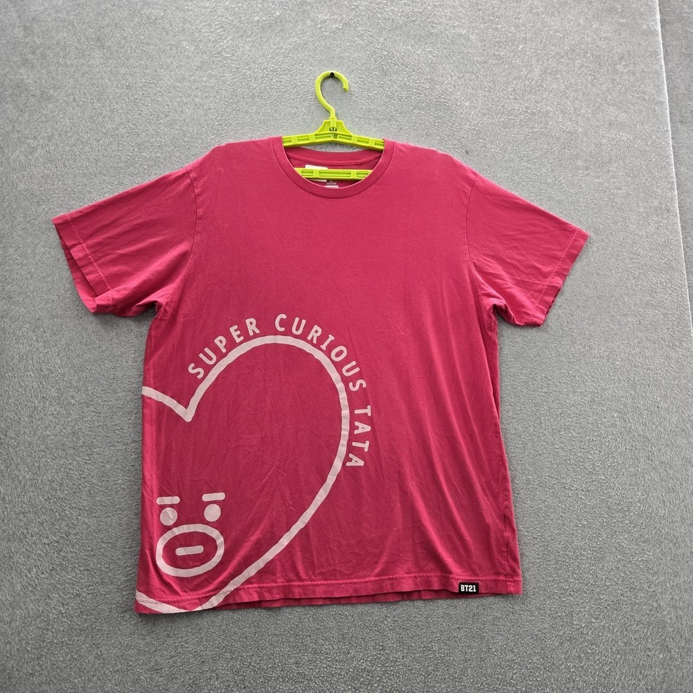 Uniqlo x BT21 Men Shirt XL Red Super Cute Tata UT Logo Short Sleeve